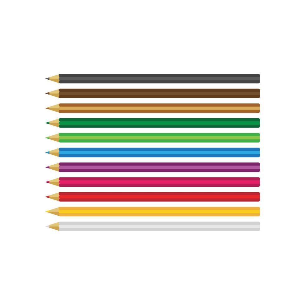 Set of colored pencils on white background vector