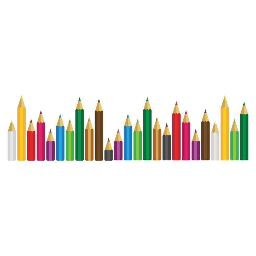 Set of colored pencils on white background vector