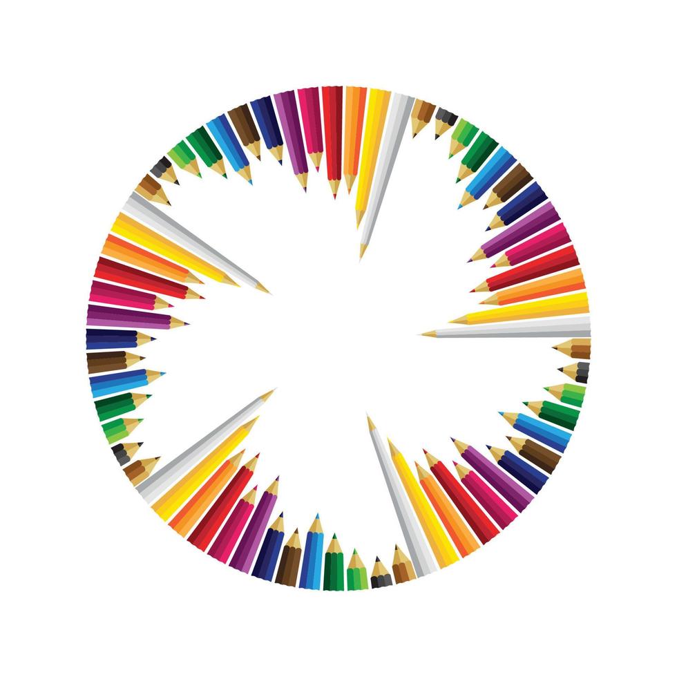 Set of colored pencils on white background vector