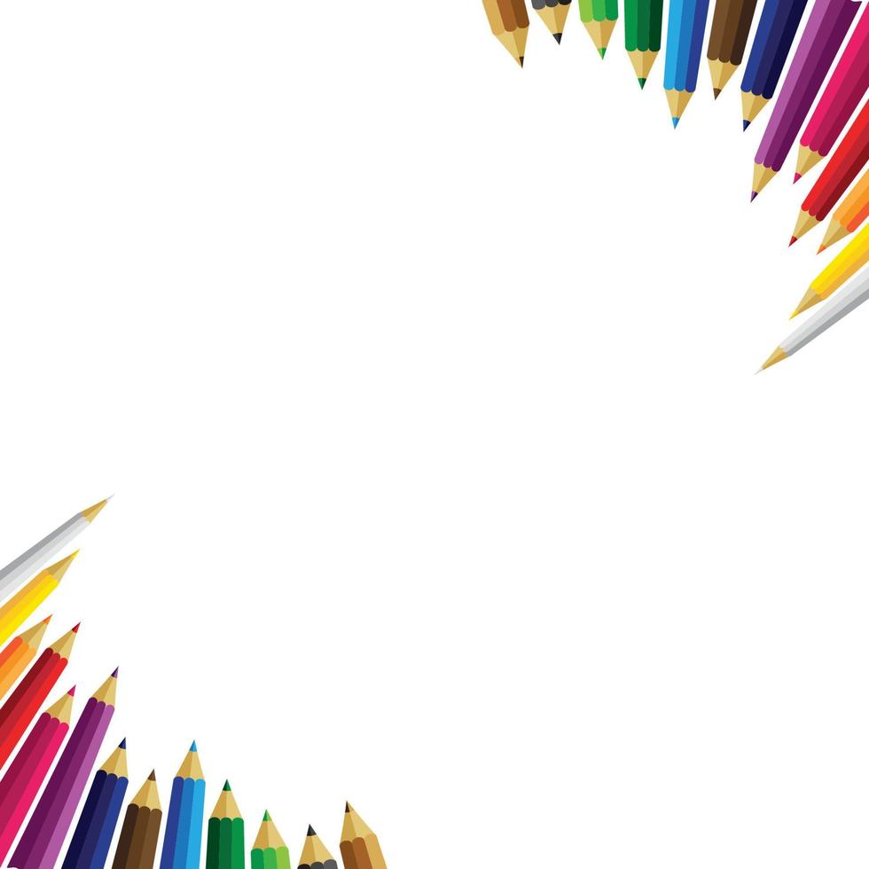 Set of colored pencils on white background vector