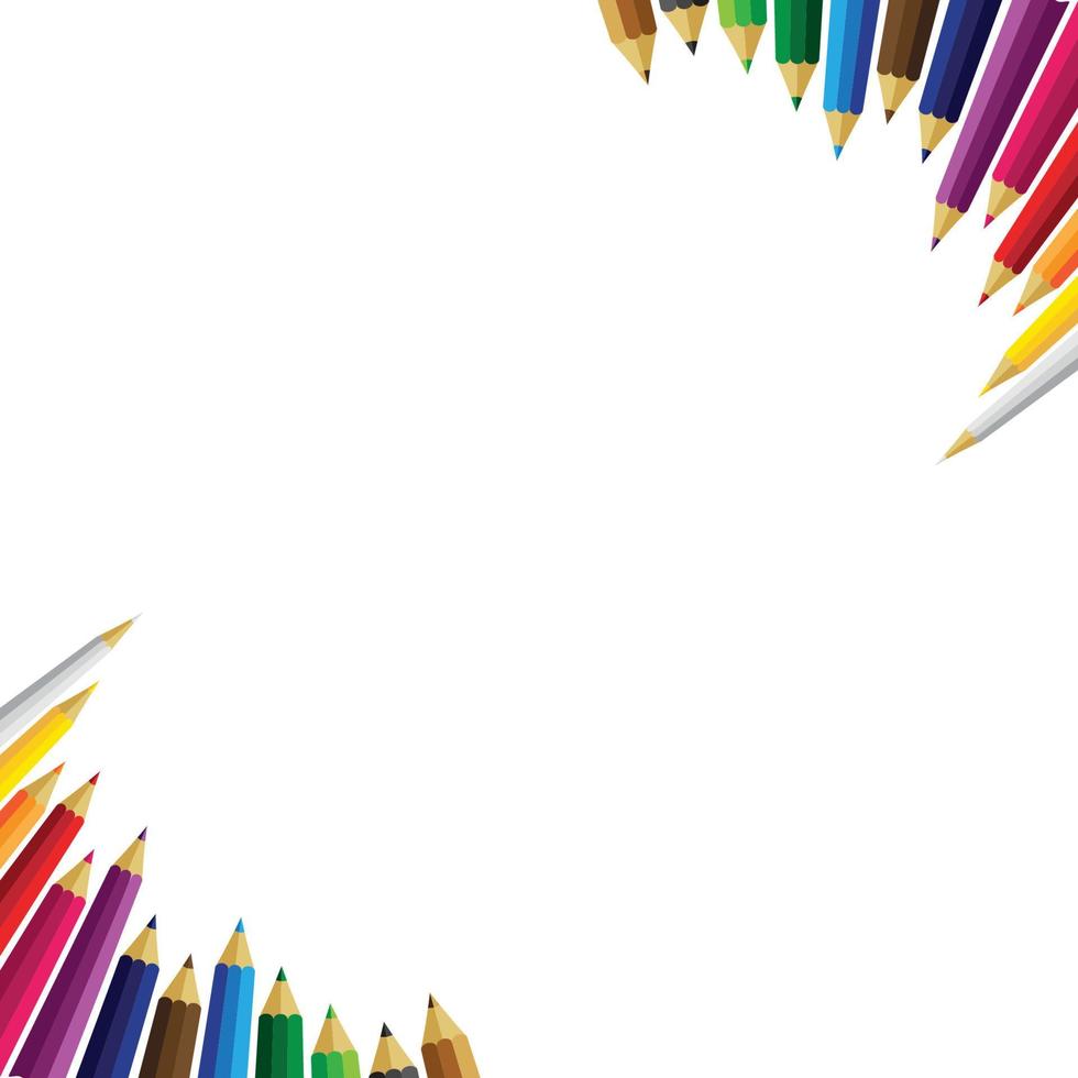 Set of colored pencils on white background vector