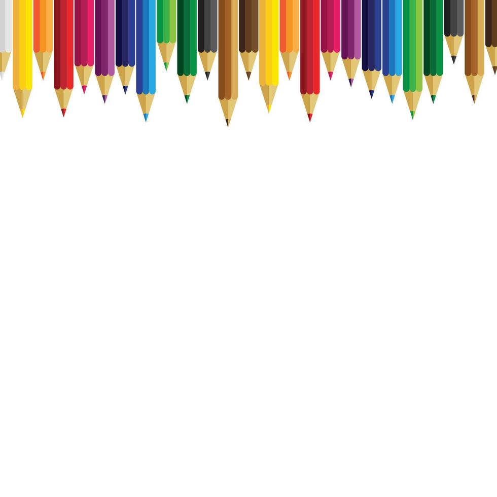 Set of colored pencils on white background vector