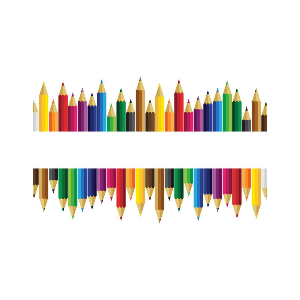 Set of colored pencils on white background vector