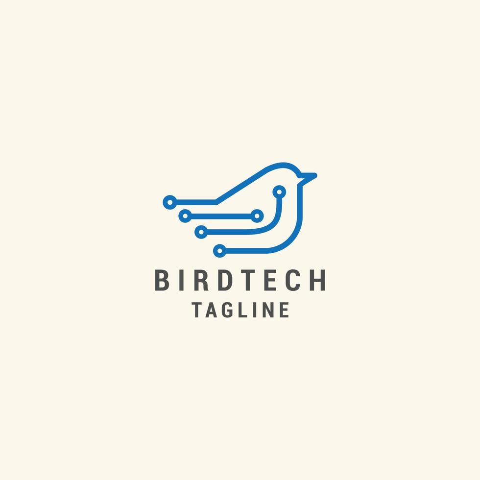 Bird tech logo design icon vector