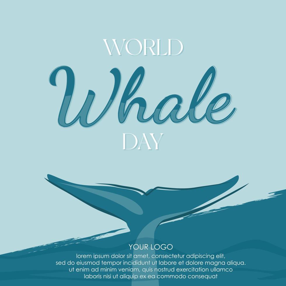 World Whale Day letter template background vector