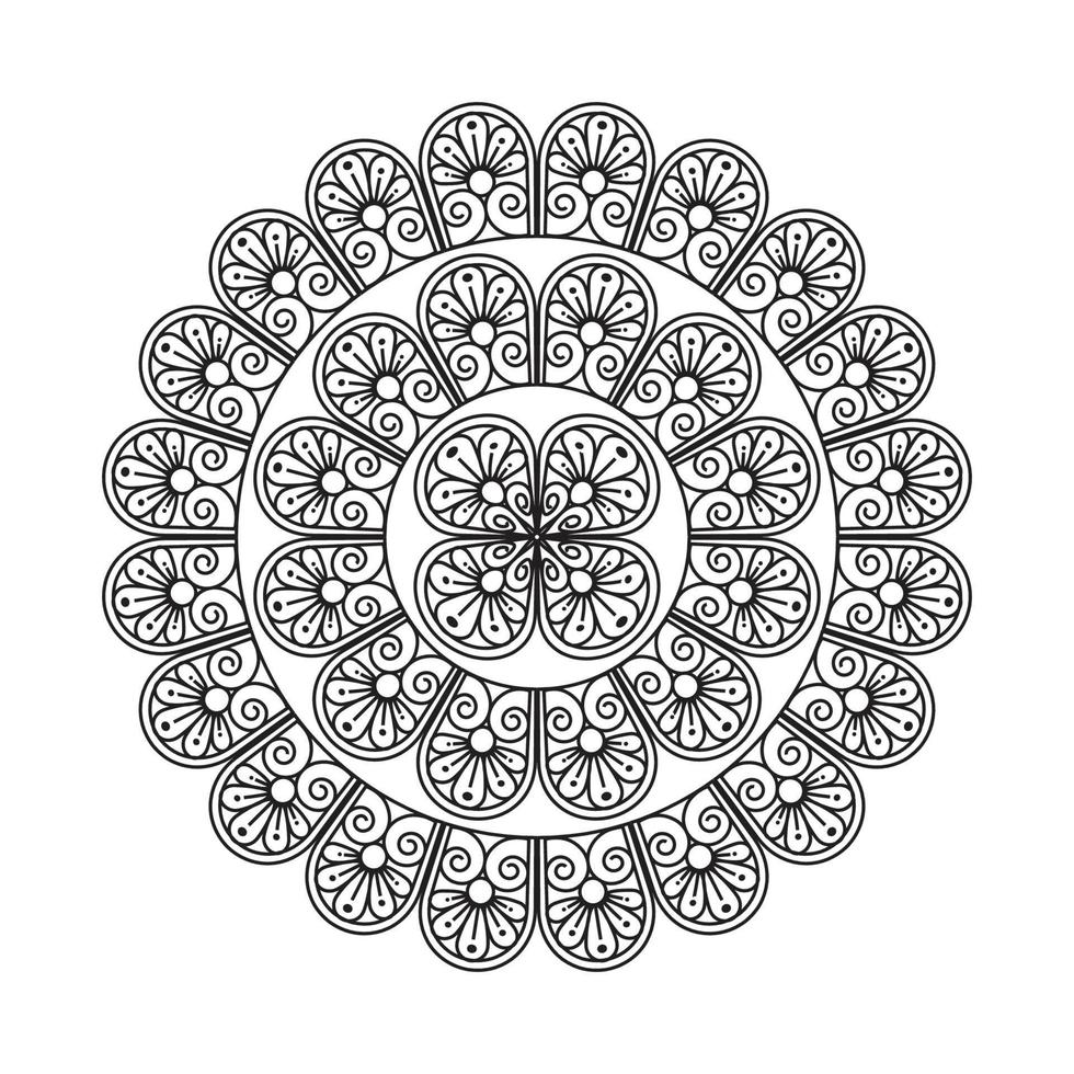 Mandala Design Decorative Pattern Decoration Snowflake on black Flower Pattern Design vector