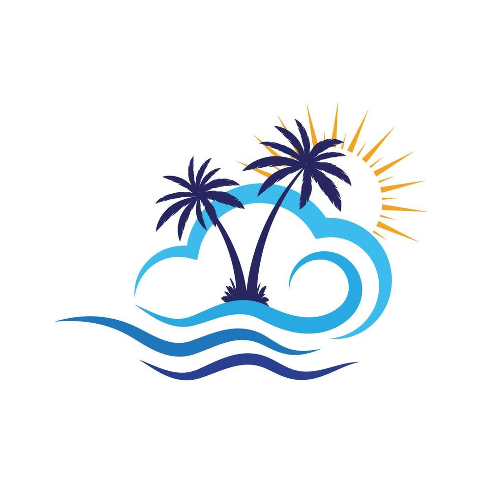 Palm tree summer logo template vector