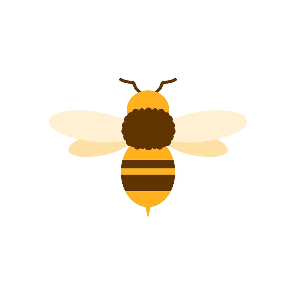 honey bee flat design vector illustration. Cute Bumble Bee. bumblebee character logo mascot