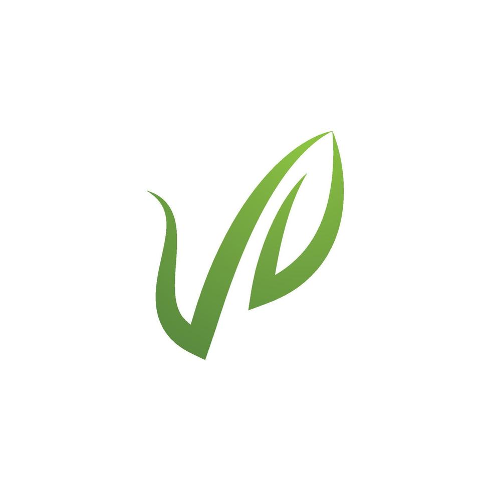 letra v de la ecología de la hoja del árbol verde vector