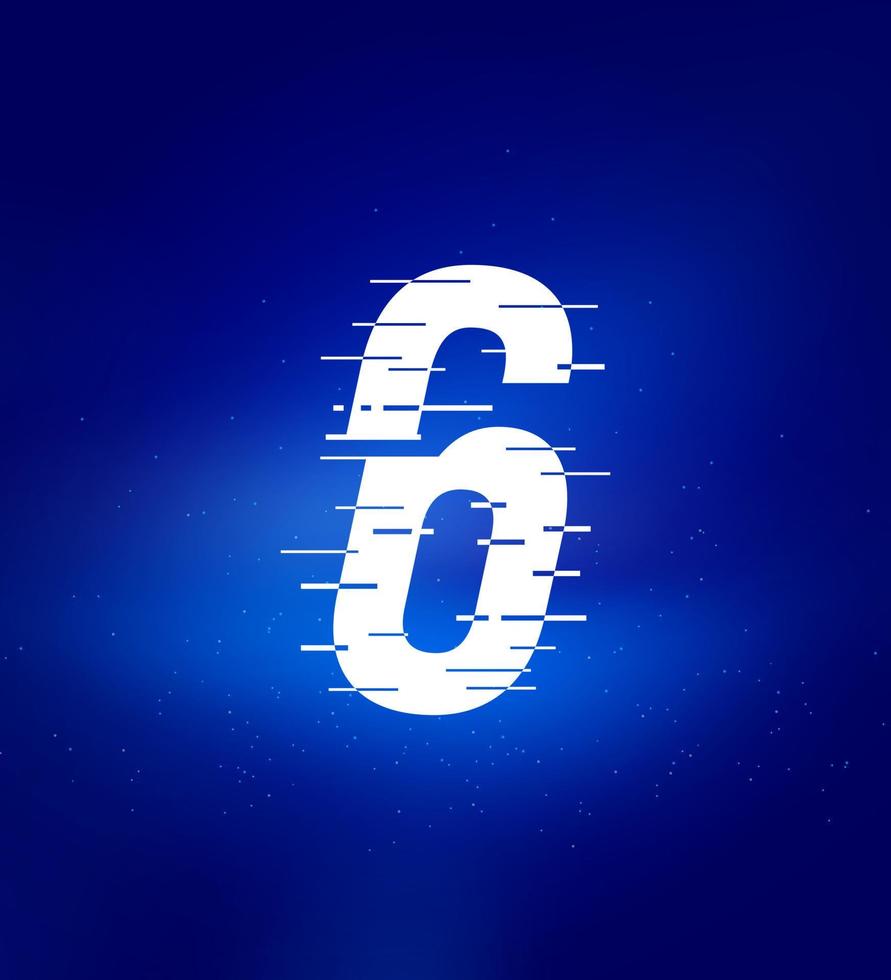 Number 6 fast speed logo. Animated number. Technology labels, match headlines, sports posters, book and poster design etc. vector