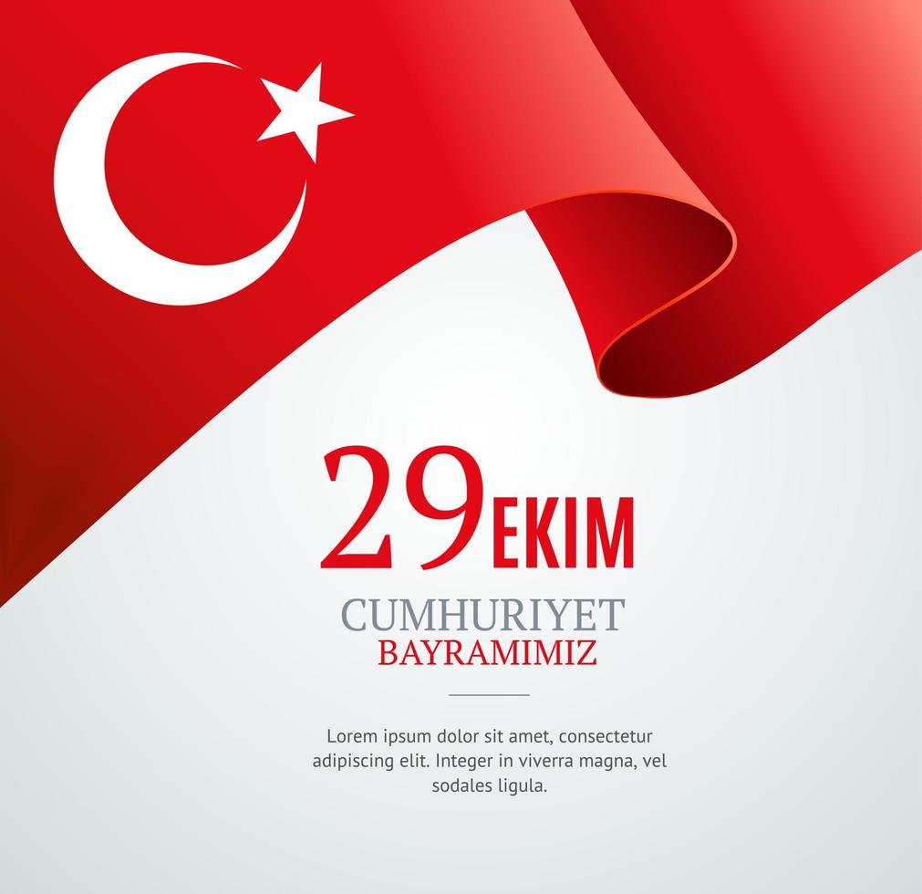 Realistic 3d Detailed Turkey Flag Banner Background. Vector
