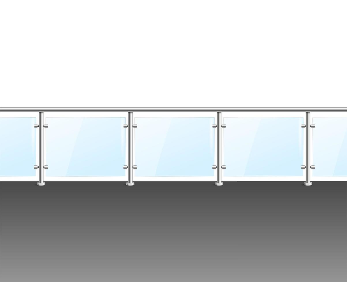 Realistic Detailed 3d Glass Barrier Modern Balcony or Terrace. Vector