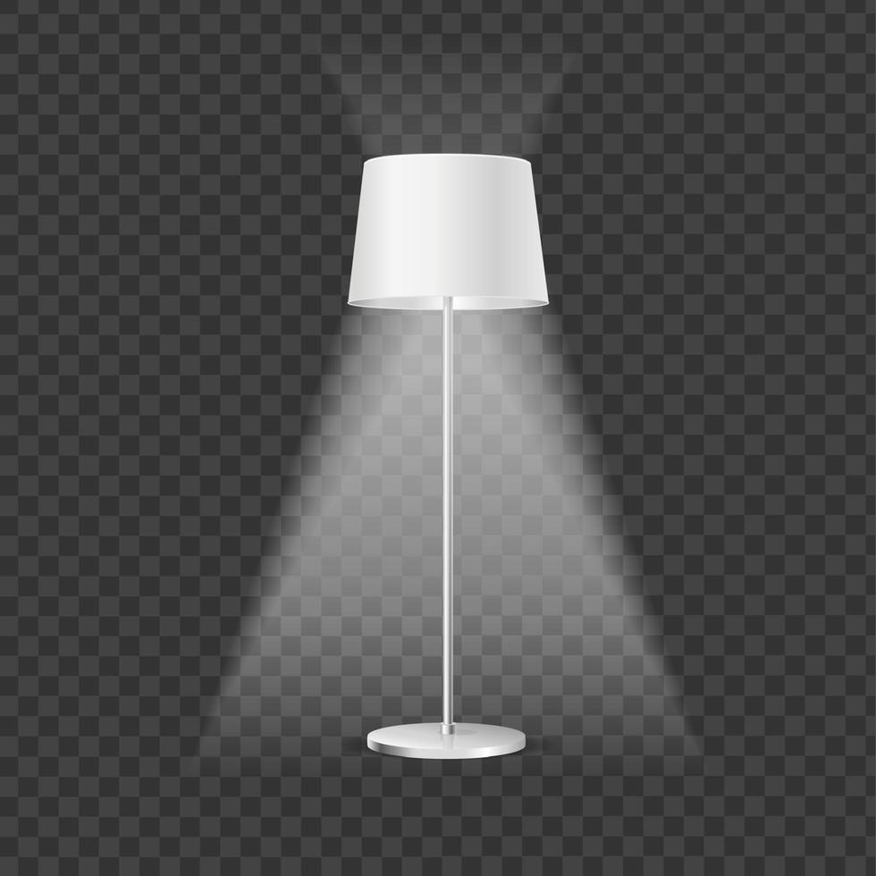 Realistic Detailed 3d Illuminated Floor Lamp. Vector