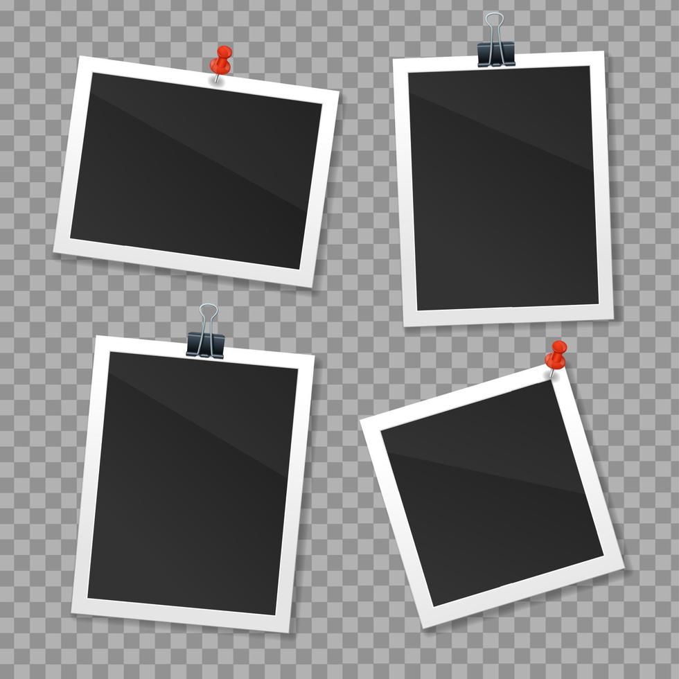 Realistic Detailed 3d Photo Frame Set. Vector