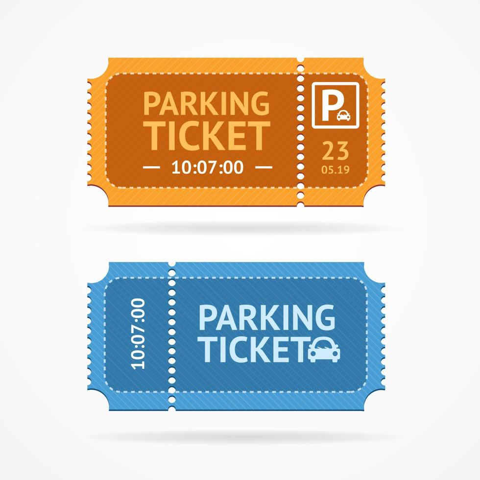 conjunto de iconos de ticket de estacionamiento completo en color. vector