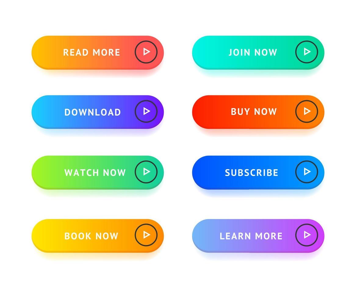 Realistic Detailed 3d Color Button Template Set. Vector