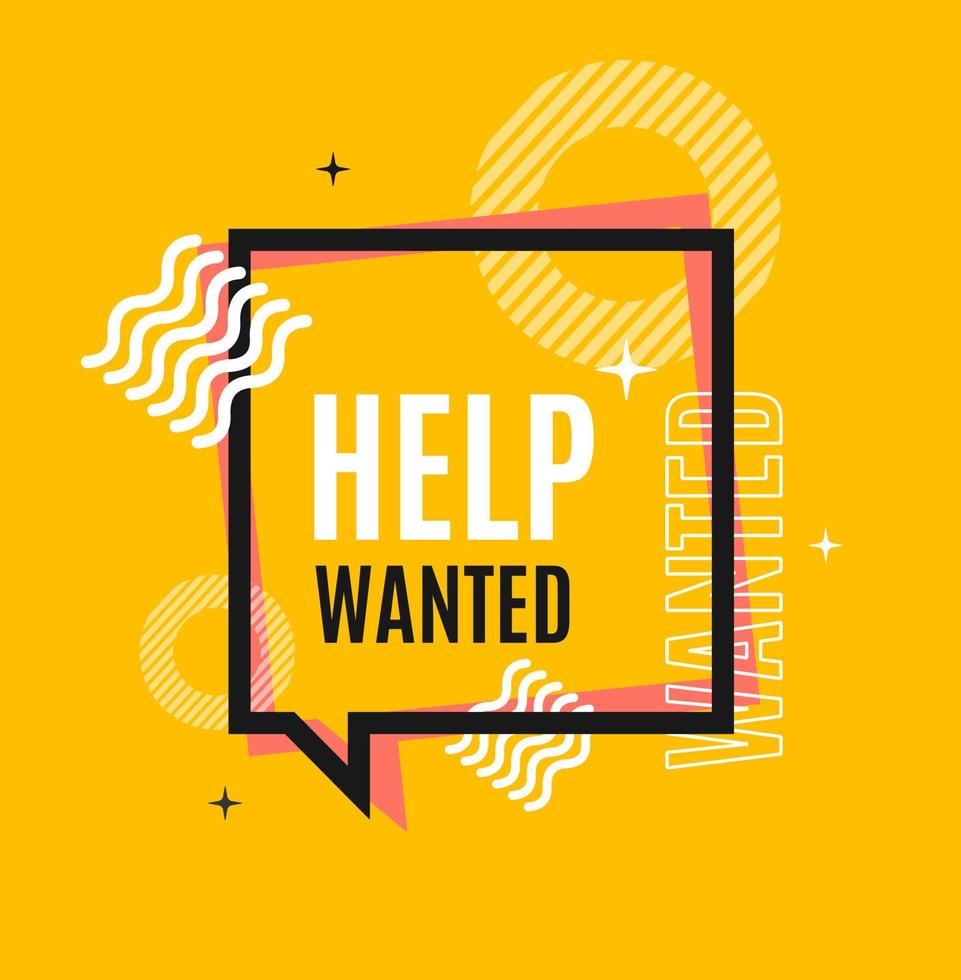 Help Wanted Concept Square Banner Poster Flyer. Vector