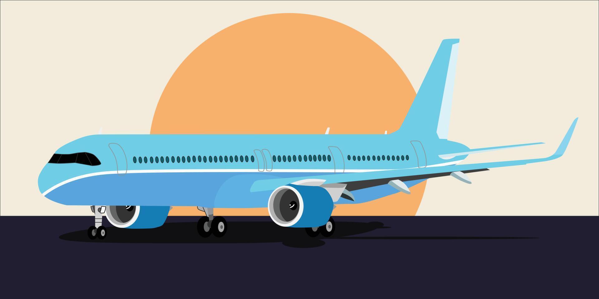 un avión en la ilustración del aeropuerto vector