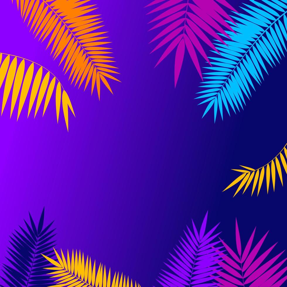 Summer Background Card with Palm Branch Leaf. Vector