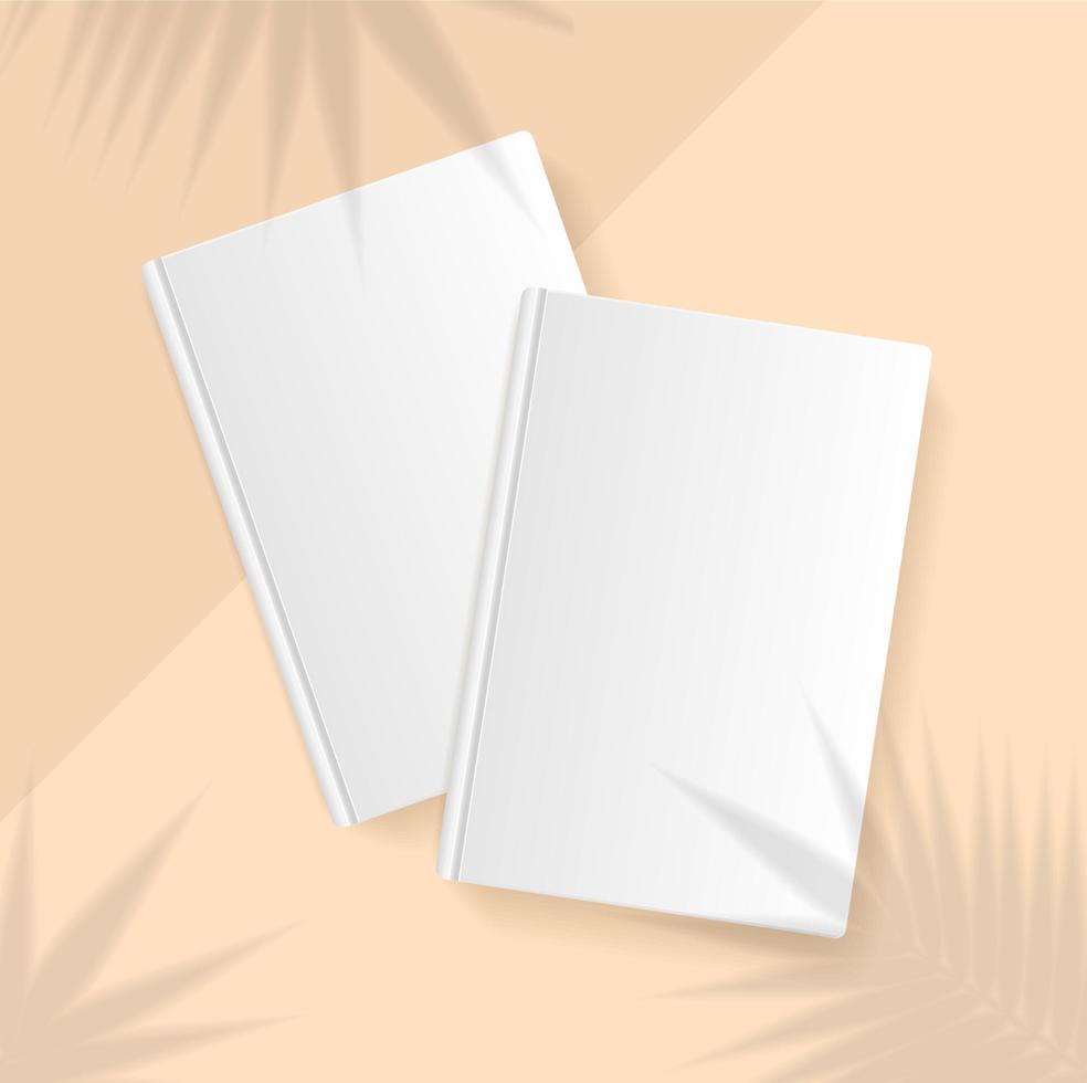 conjunto de plantillas de portada de libro 3d detalladas realistas con efecto de hoja de palma de superposición de planta de sombra. vector