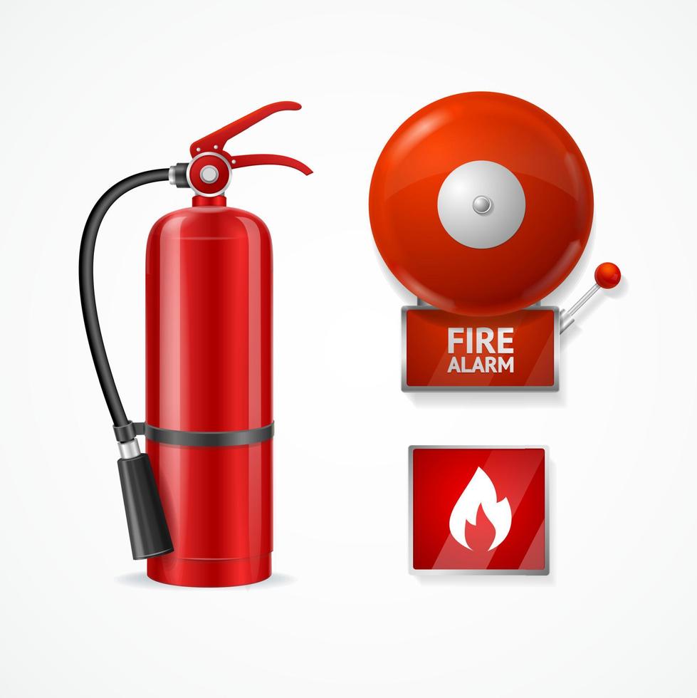 Realistic Detailed 3d Fire Alarm Set. Vector