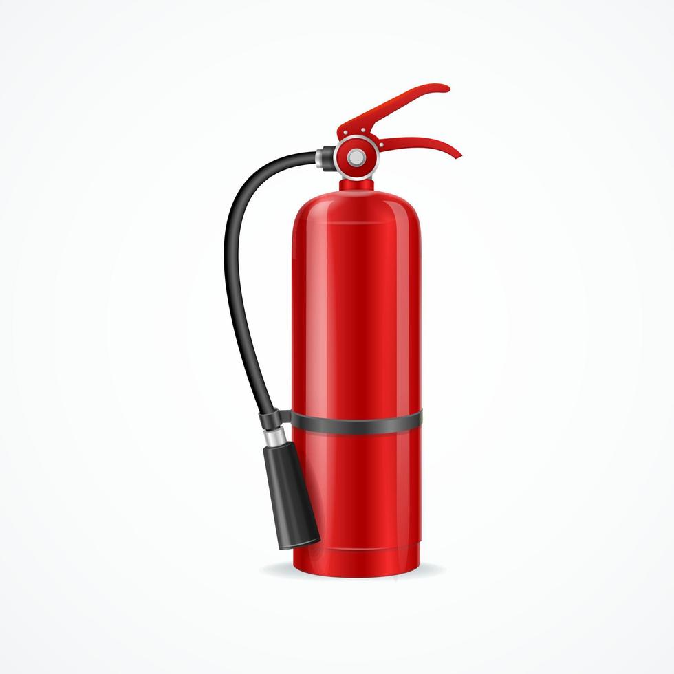 Realistic Detailed 3d Red Fire Extinguisher. Vector
