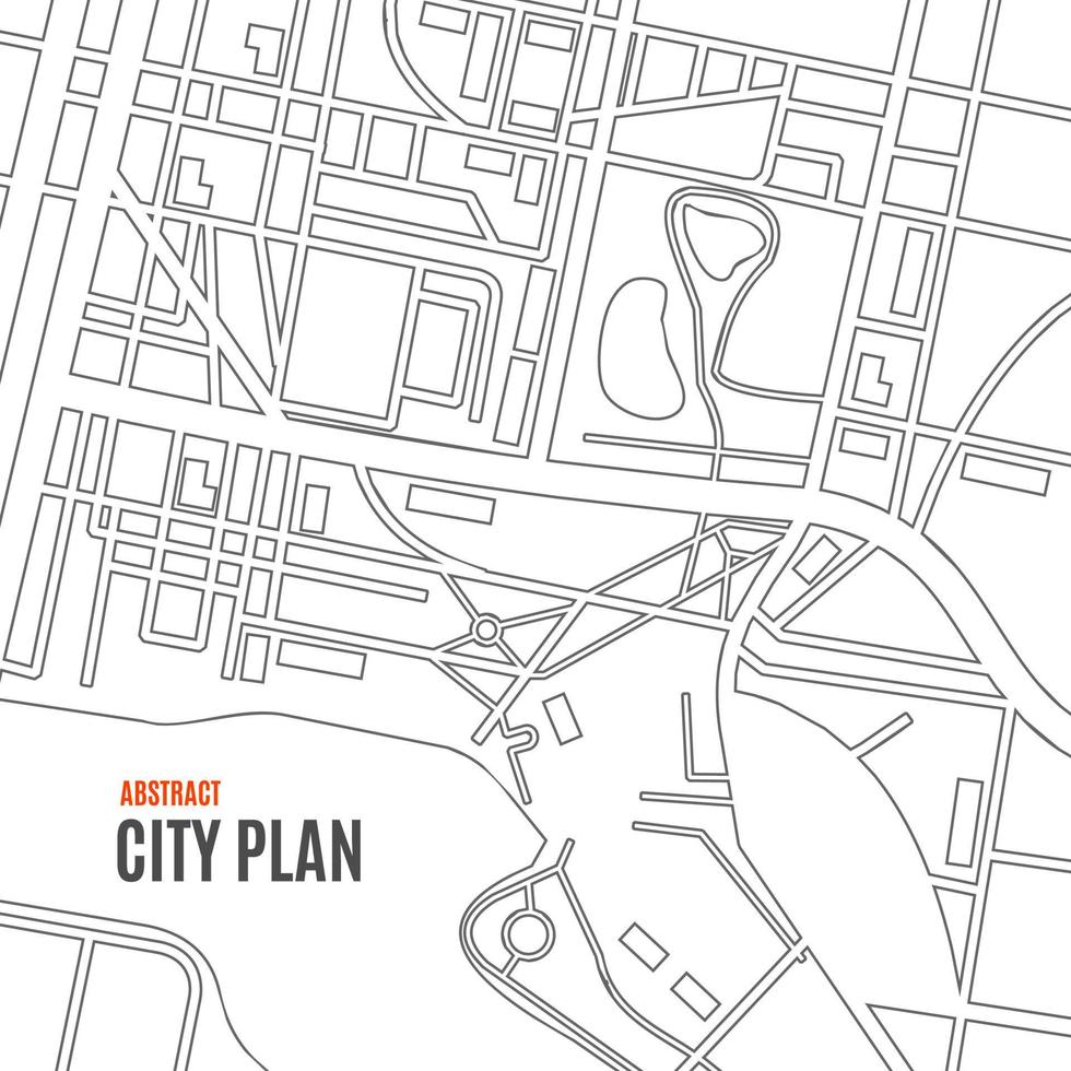 fondo de tarjeta de mapa de ciudad de línea delgada negra. vector