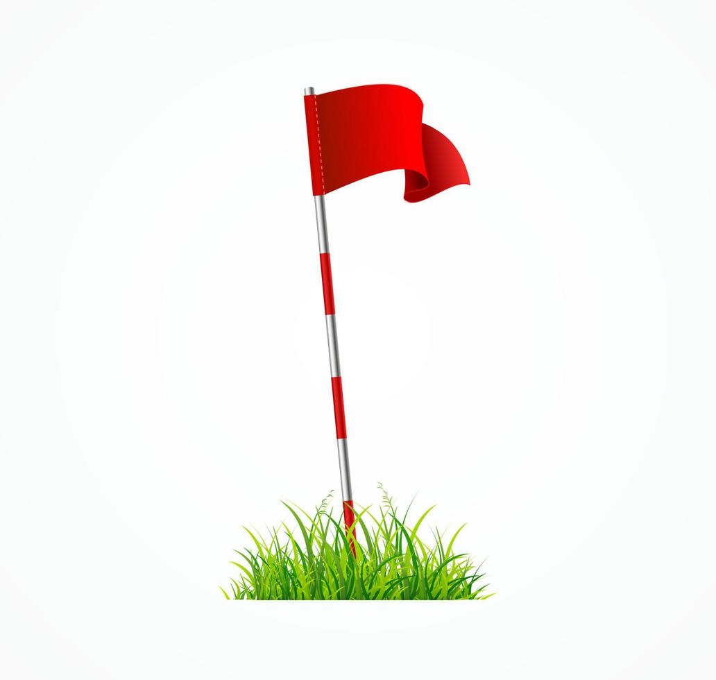 bandera roja de golf detallada en 3d realista. vector