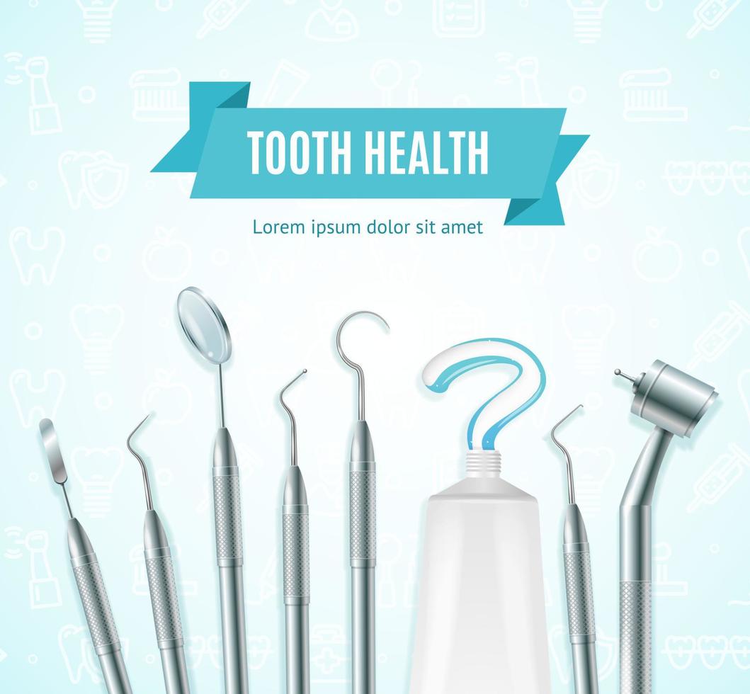 Tooth Health Concept Banner Card with Realistic 3d Detailed Elements. Vector