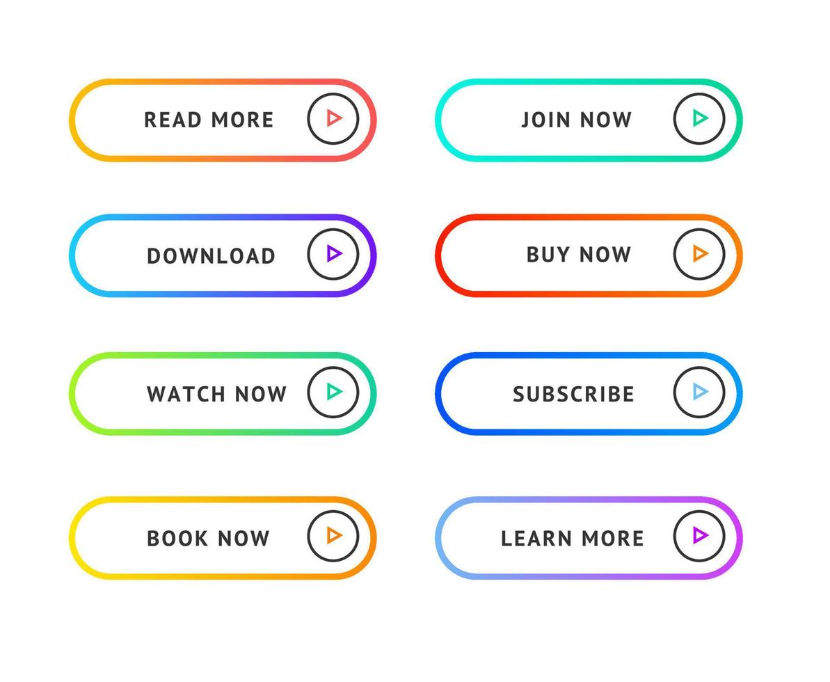 Color Thin Line Button Template Set. Vector