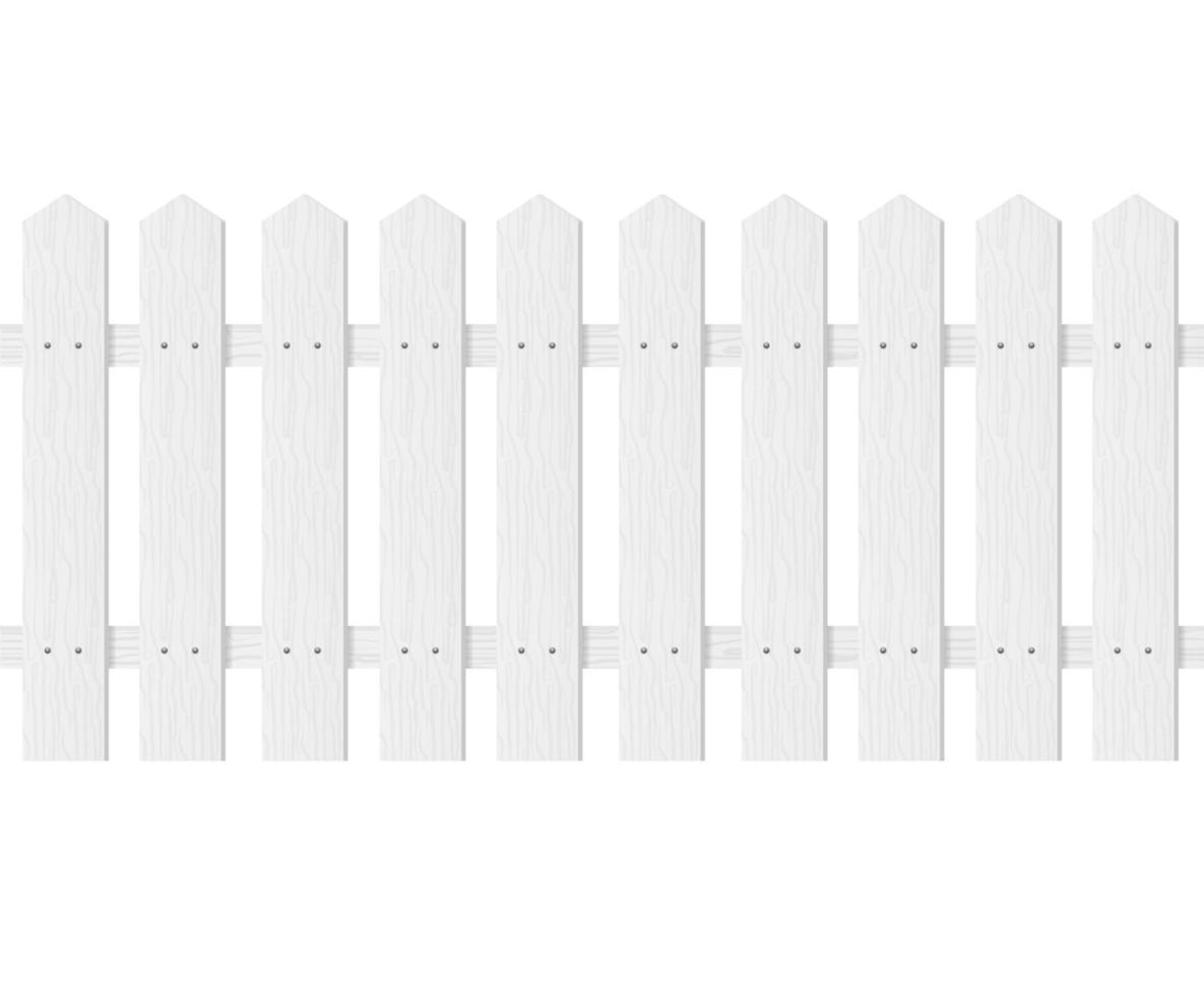 Realistic Detailed 3d White Wood Fence. Vector
