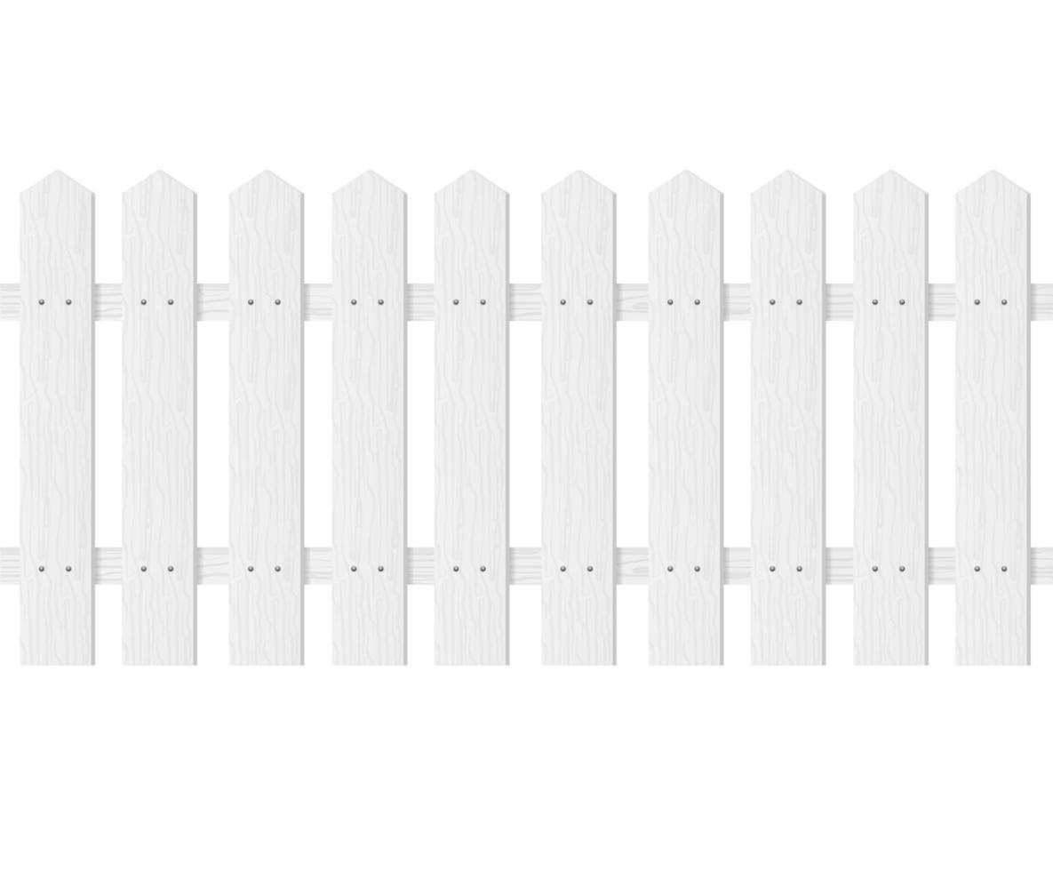 Realistic Detailed 3d White Wood Fence. Vector