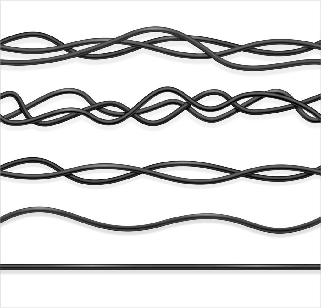 conjunto de cable de alambre detallado 3d realista. vector