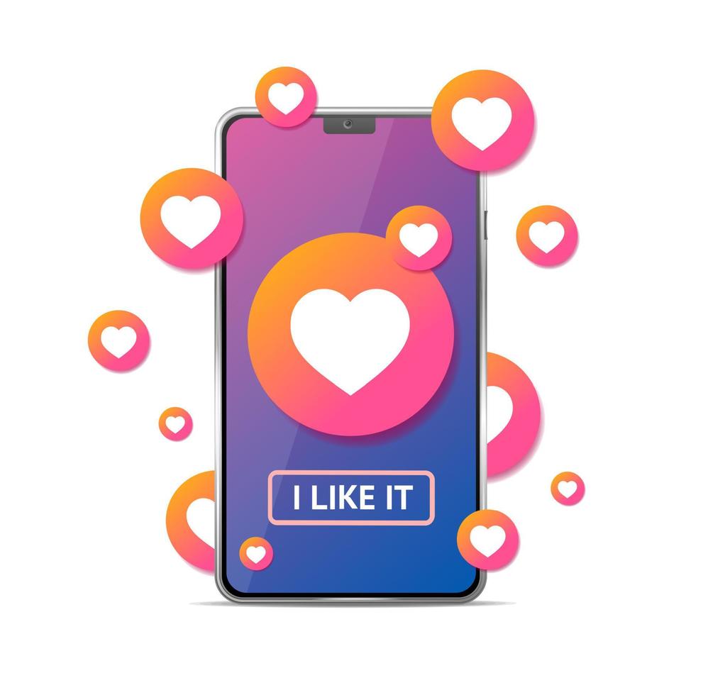 Like Me Concept with Realistic Detailed 3d Mobile Phone. Vector