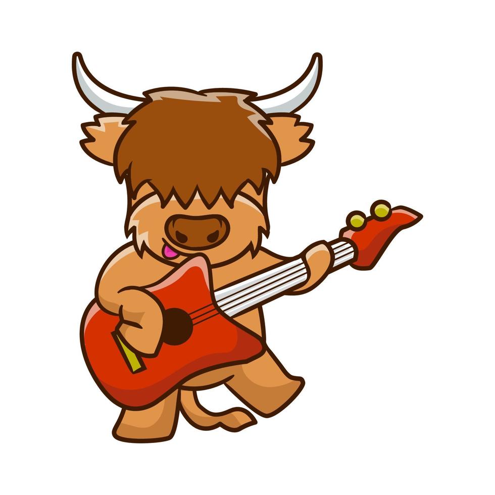 Cute dibujos animados de vaca highland clipart con pose divertida ilustración vectorial vector