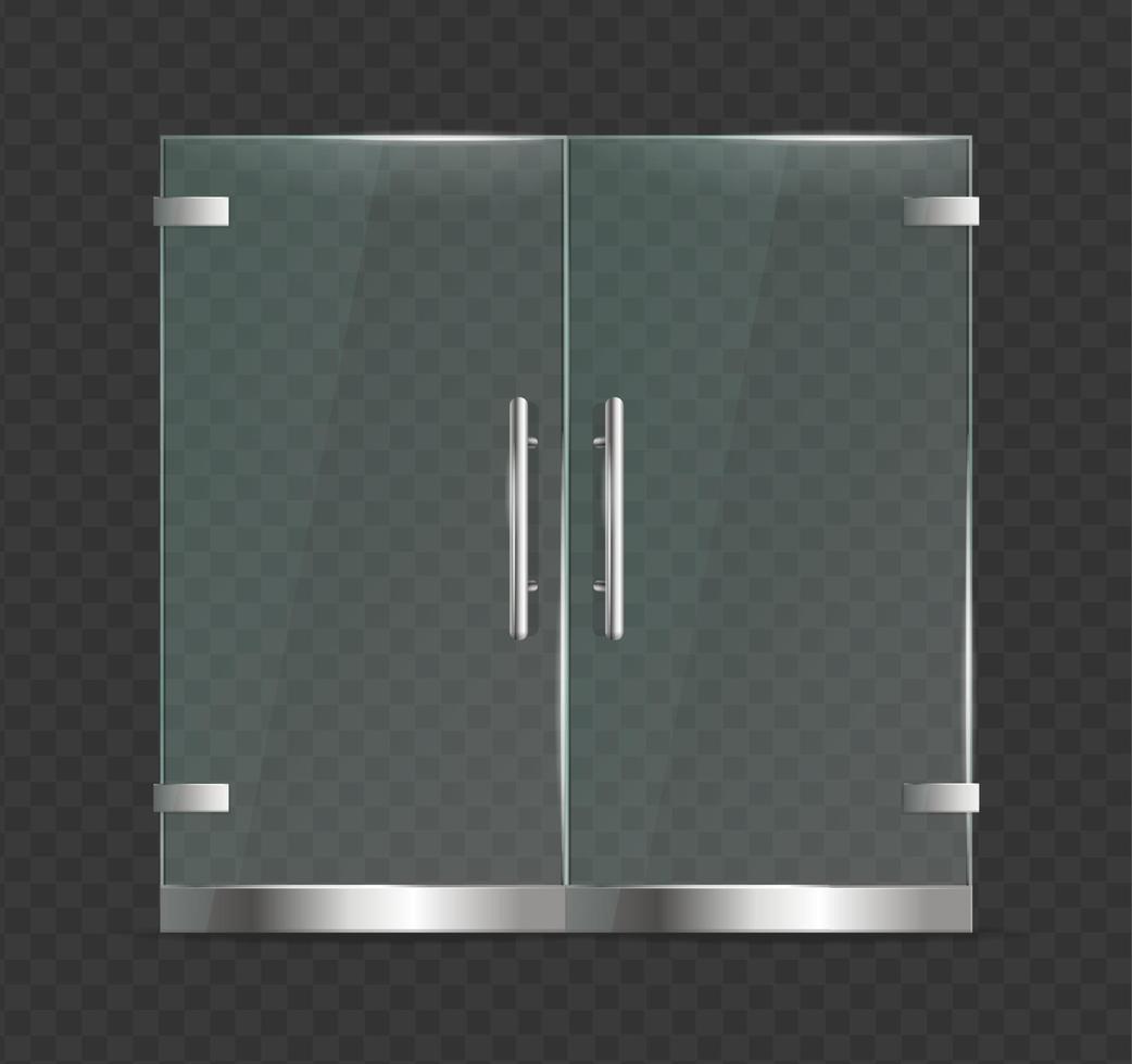 Realistic 3d Detailed Glass Door Close on a Transparent Background. Vector