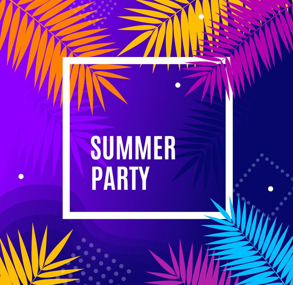 Summer Party Concept Banner Poster Card. Vector