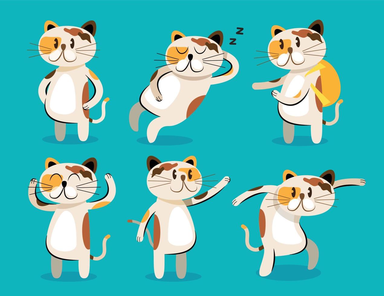 cute cat cartoon collection vector illustration