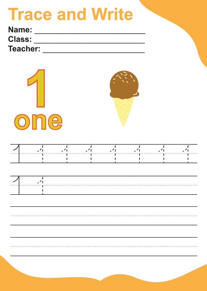 Trace and write number for children. Exercise for children to recognize the number. Educational worksheet for preschool. Valentine theme. Vector file.