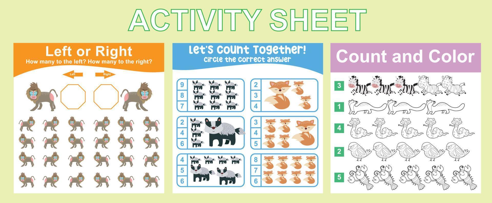 Educational printable worksheet. Activity sheet for children with animal theme. Vector file