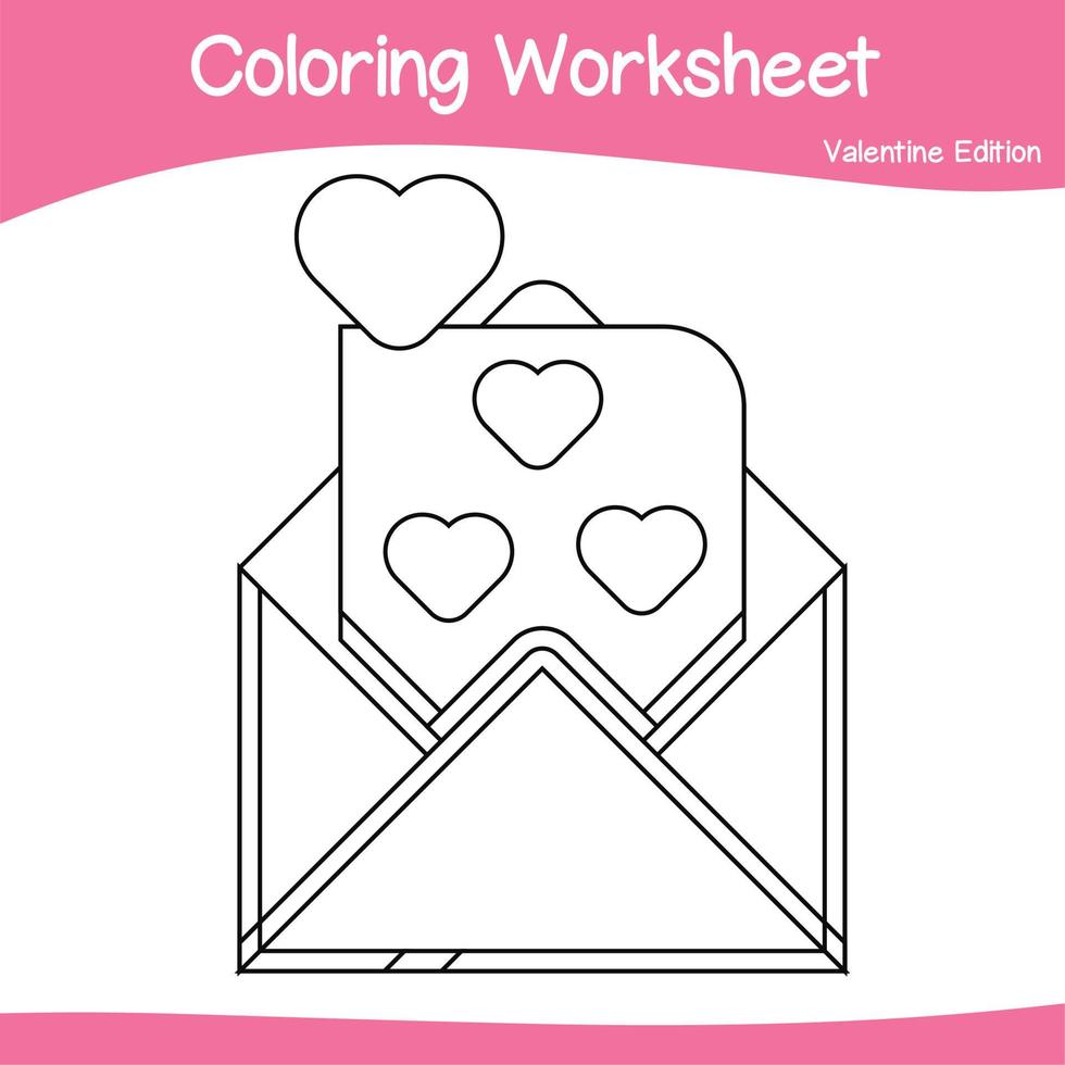 Educational printable coloring worksheet. Valentine theme. Vector outline for coloring page.