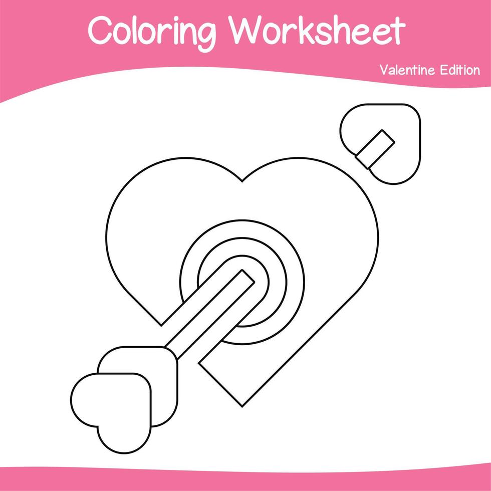 Educational printable coloring worksheet. Valentine theme. Vector outline for coloring page.