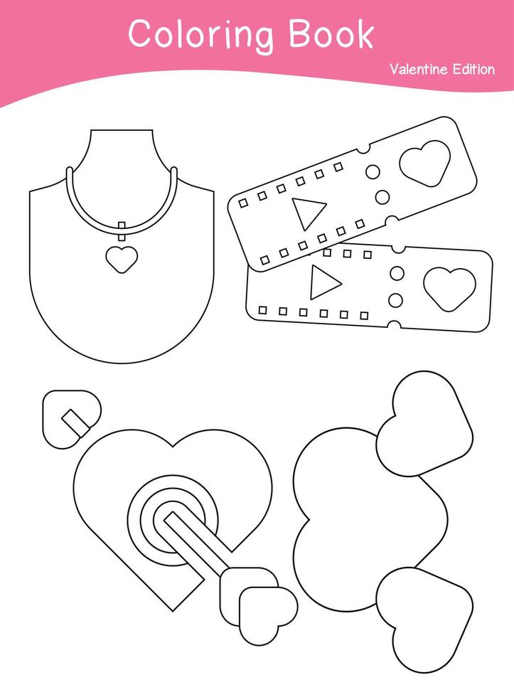 Educational printable coloring worksheet. Valentine theme. Vector outline for coloring page.