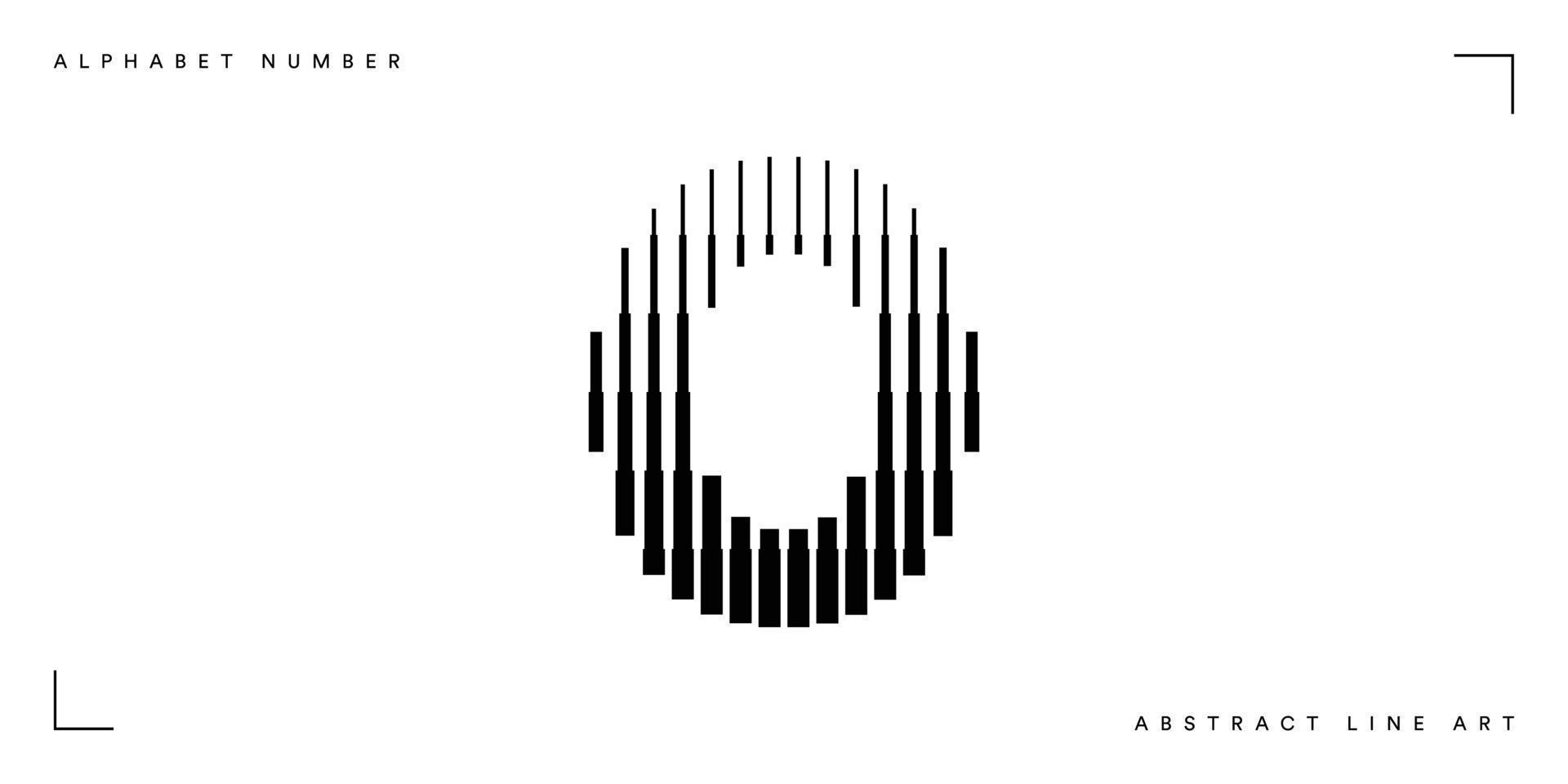 Number zero abstract line art vector