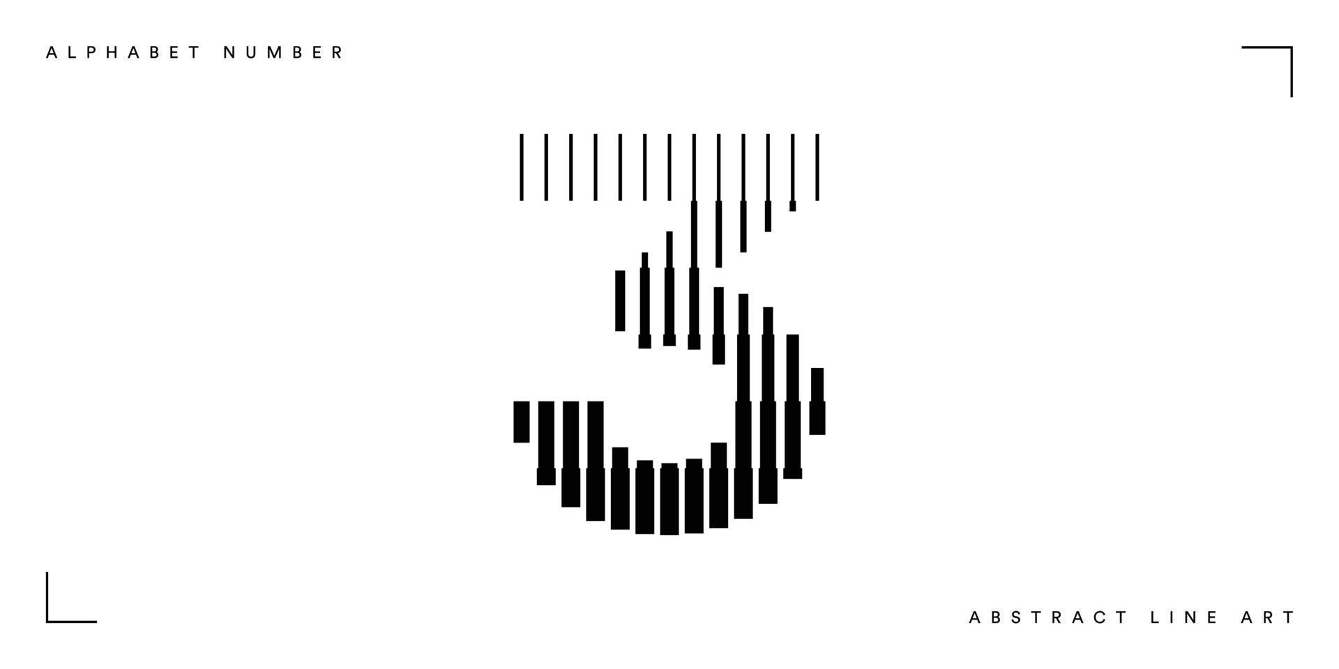 Number three abstract line art vector