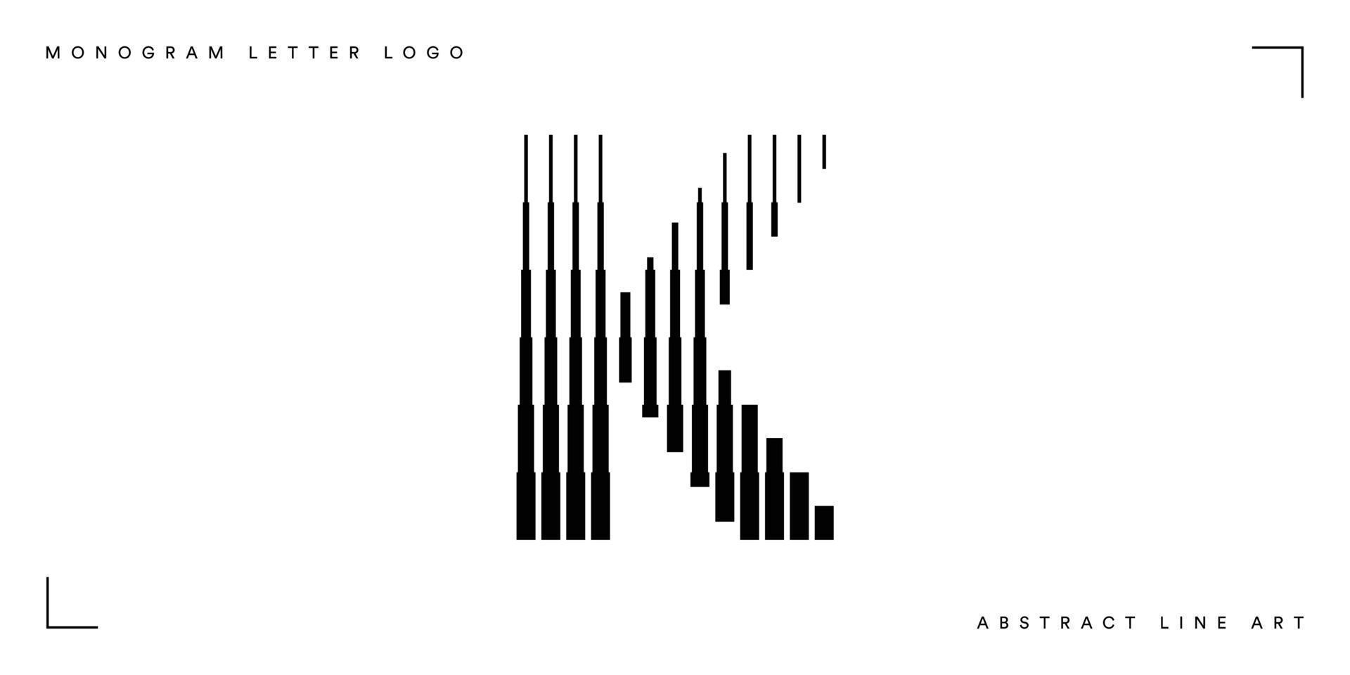 Abstract line art letter k monogram logo vector
