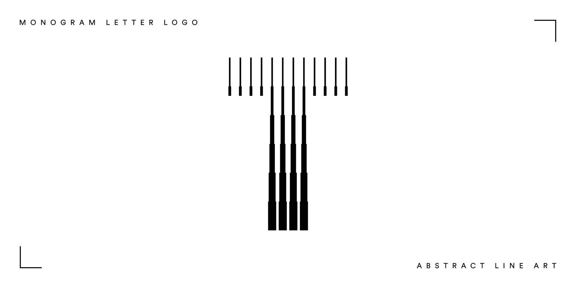Abstract line art letter t monogram logo vector