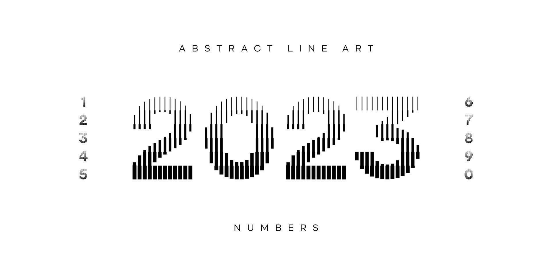 Abstract line art numbers set vector