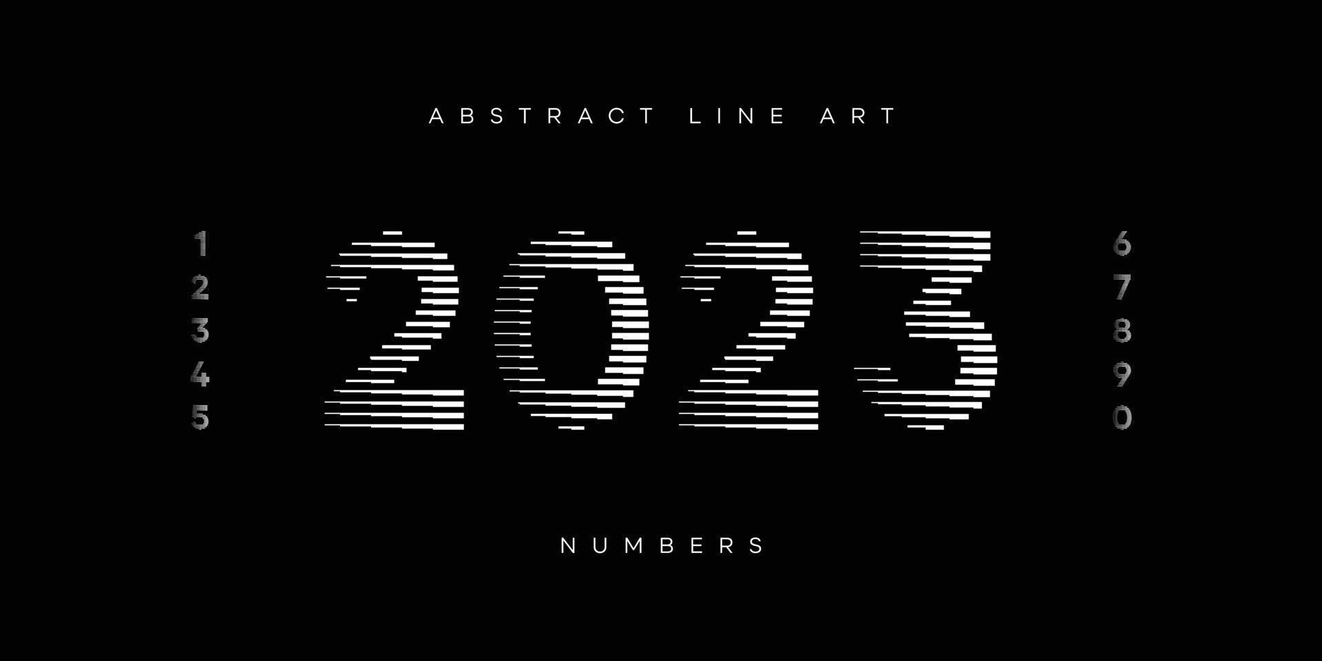 Abstract line art numbers set vector
