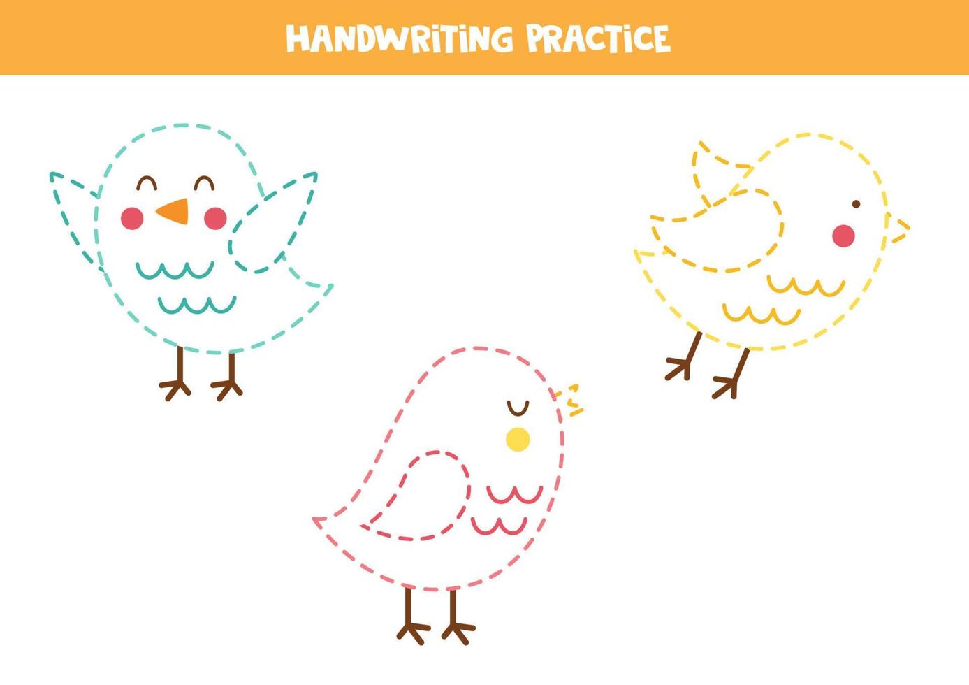 trazando líneas para niños. lindos pájaros Practica de la escritura. vector